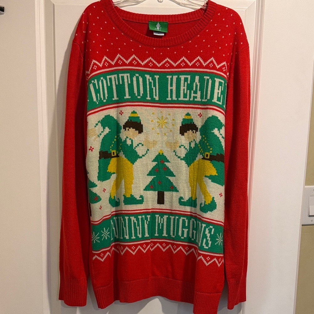 Red Christmas Sweater with Elf Design